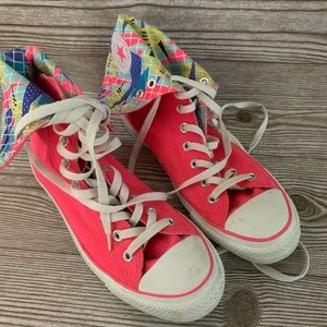 Converse All Stars fold over, hot pink, argyle